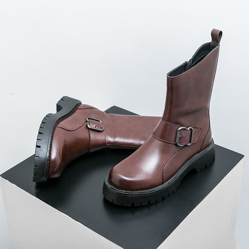 MLB LTHR-11 Rugged Mid-Calf Boots - Luxuryurbanwear