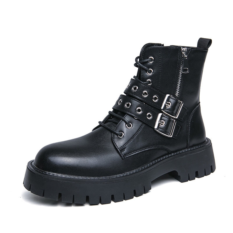MLB LTHR-10 Dual-Buckle Combat Boots - Luxuryurbanwear