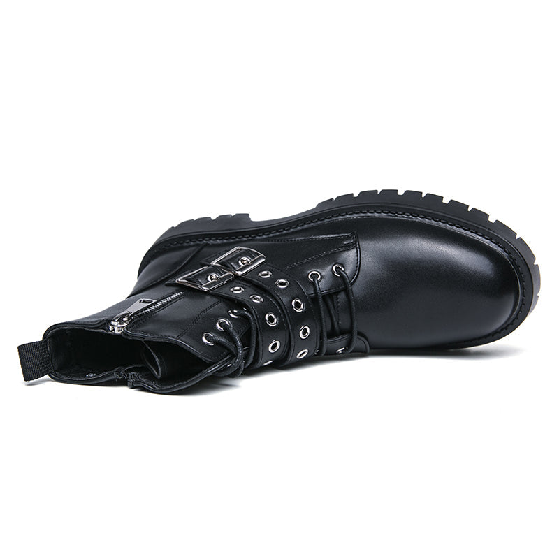 MLB LTHR-10 Dual-Buckle Combat Boots - Luxuryurbanwear