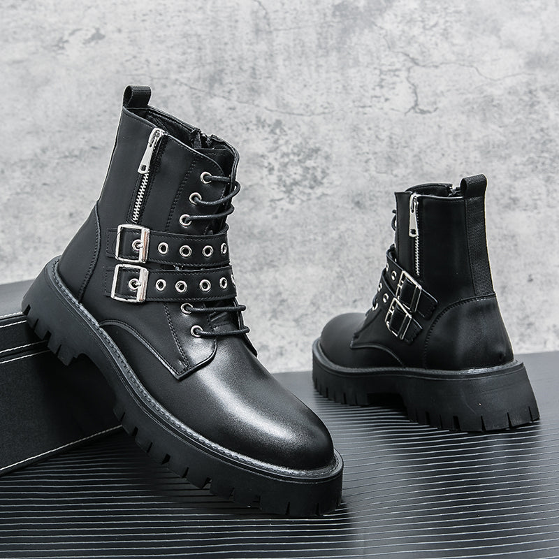 MLB LTHR-10 Dual-Buckle Combat Boots - Luxuryurbanwear