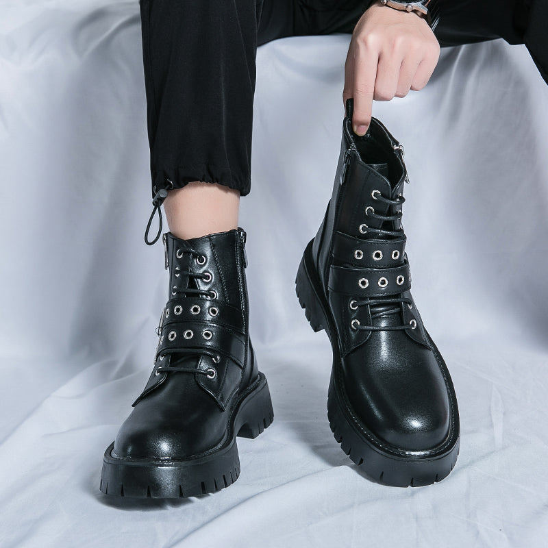 MLB LTHR-10 Dual-Buckle Combat Boots - Luxuryurbanwear