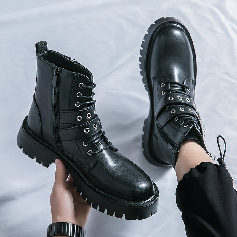 MLB LTHR-10 Dual-Buckle Combat Boots - Luxuryurbanwear