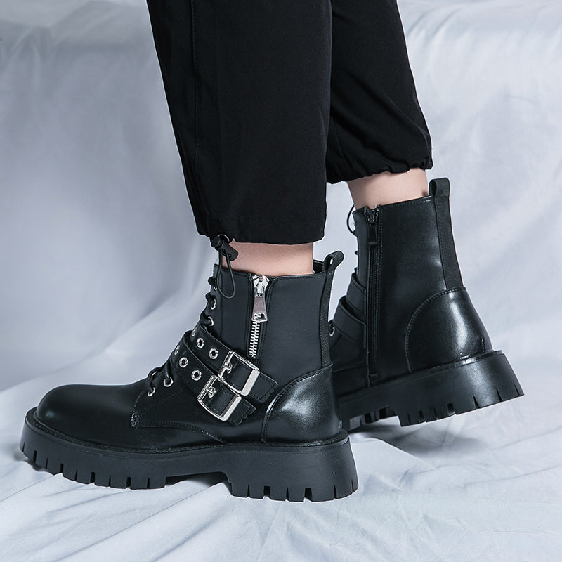 MLB LTHR-10 Dual-Buckle Combat Boots - Luxuryurbanwear