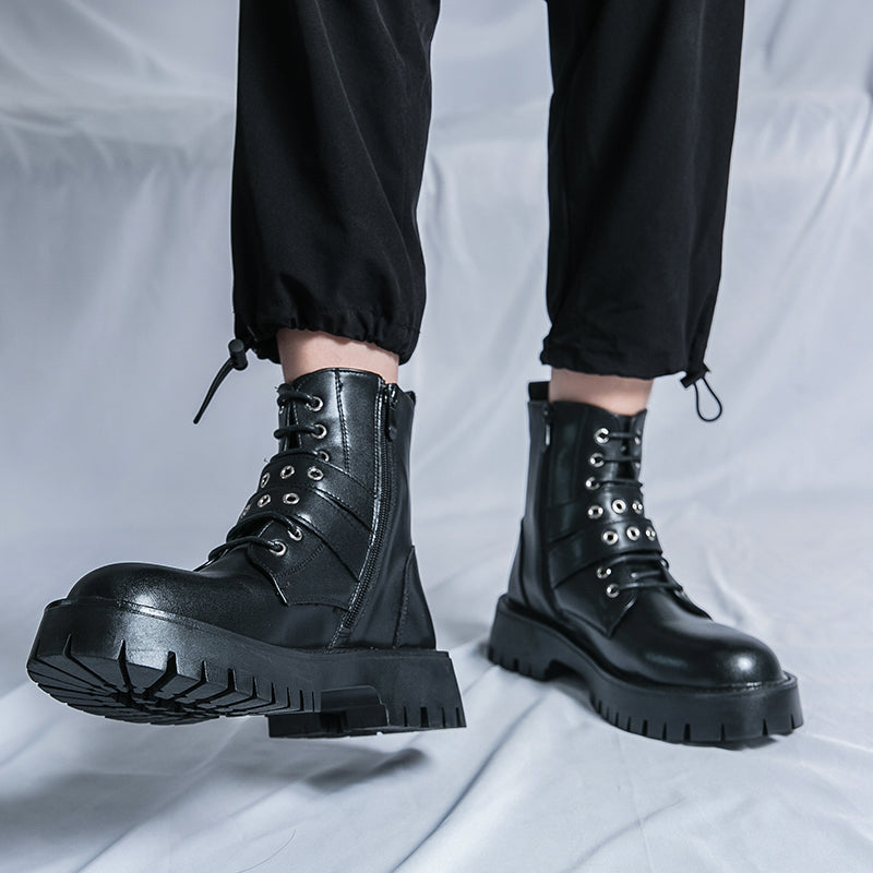 MLB LTHR-10 Dual-Buckle Combat Boots - Luxuryurbanwear