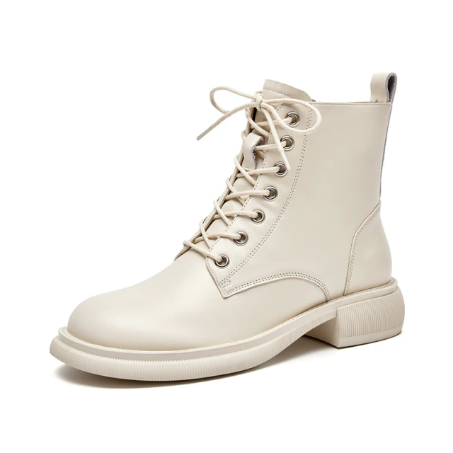 Donatto Women's Leather Motorcycle Ankle Black Boots - Luxuryurbanwear
