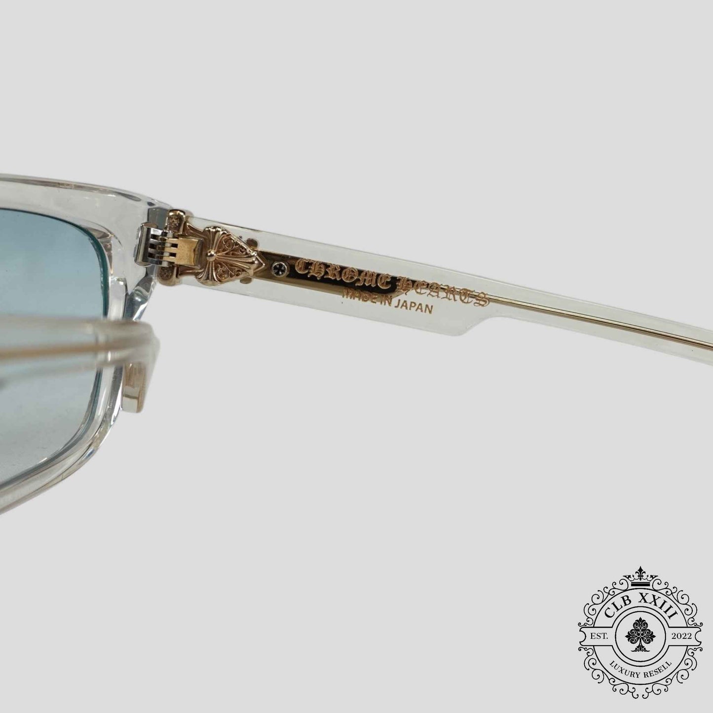 Chrome Hearts Box Officer Diamond Embellished Glasses in Clear/Gold