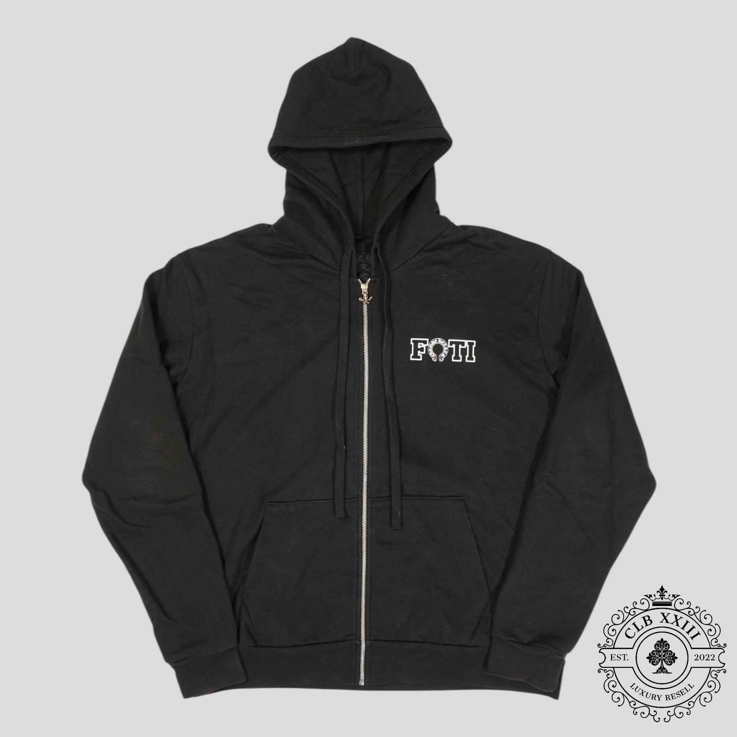 Chrome Hearts Foti Zip Up Hoodie in Black/White