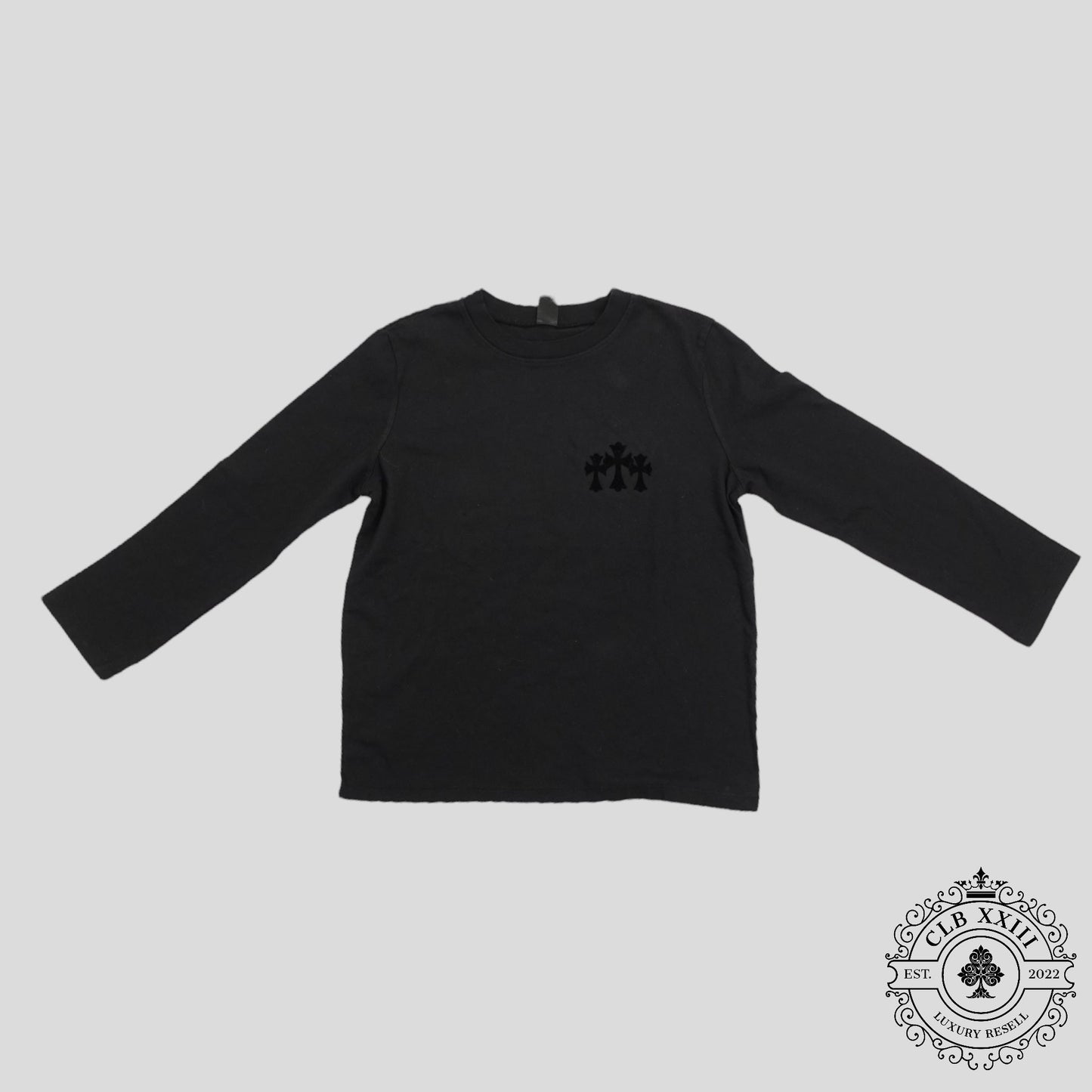 Chrome Hearts Women's Triple Cross Flocked Long Sleeve in Black