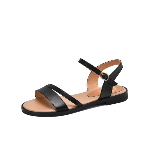 Glenda Women's Flat Summer Leather Sandal - Luxuryurbanwear