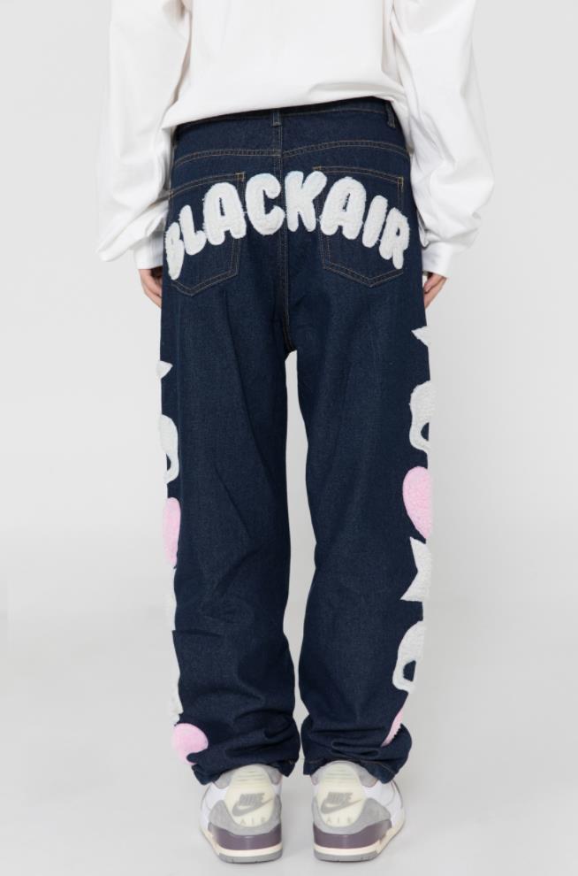Star Skull Patchwork Straight Jeans