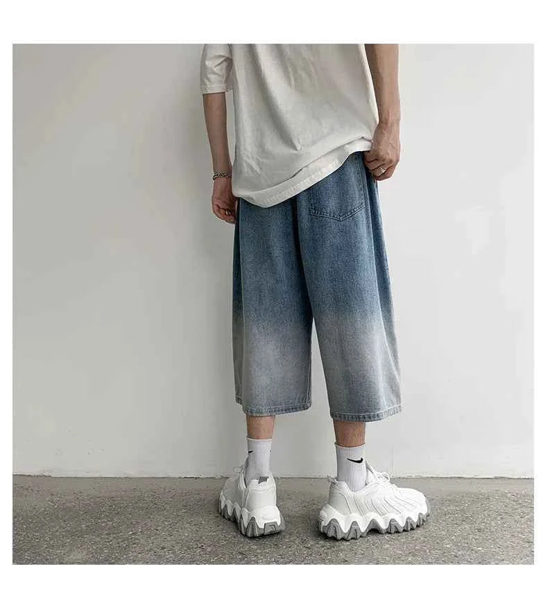 Men's Streetwear Gradient Calf-Length Denim Jorts