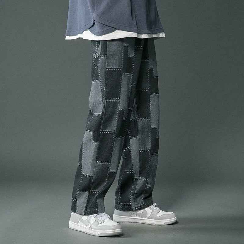 Vintage Geometric Patchwork Hip Hop Jeans