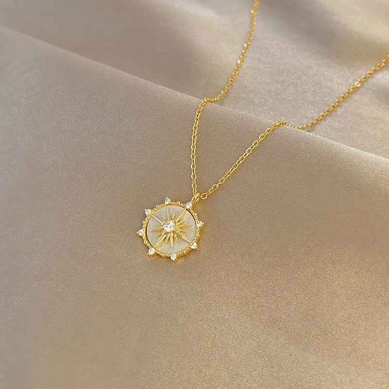 Stylish Stainless Steel Geometric Zircon Necklace