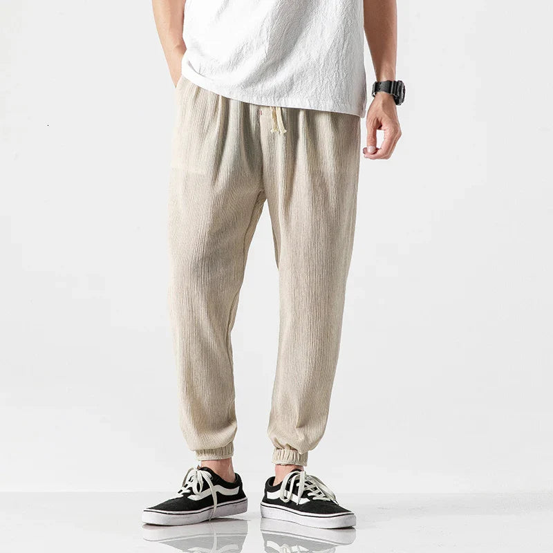 Drawstring Cropped Elastic Waist Casual Pants