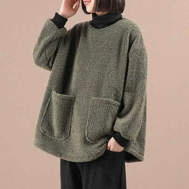 Women Cozy Wool Thicken Turtleneck Sweatshirt