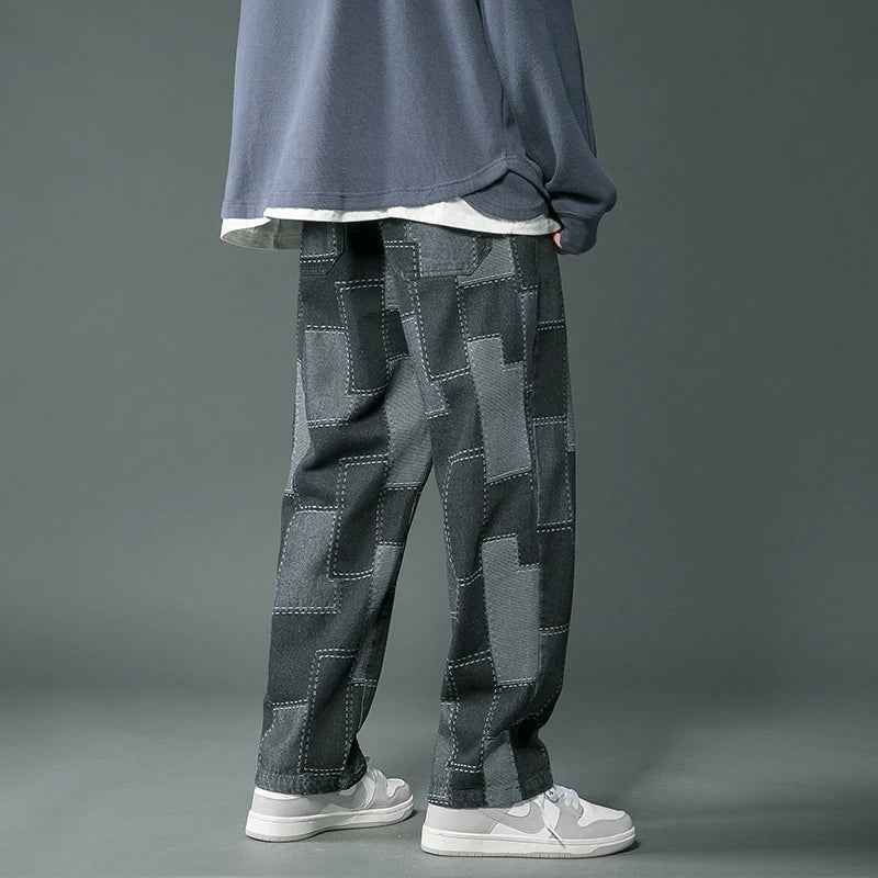 Vintage Geometric Patchwork Hip Hop Jeans