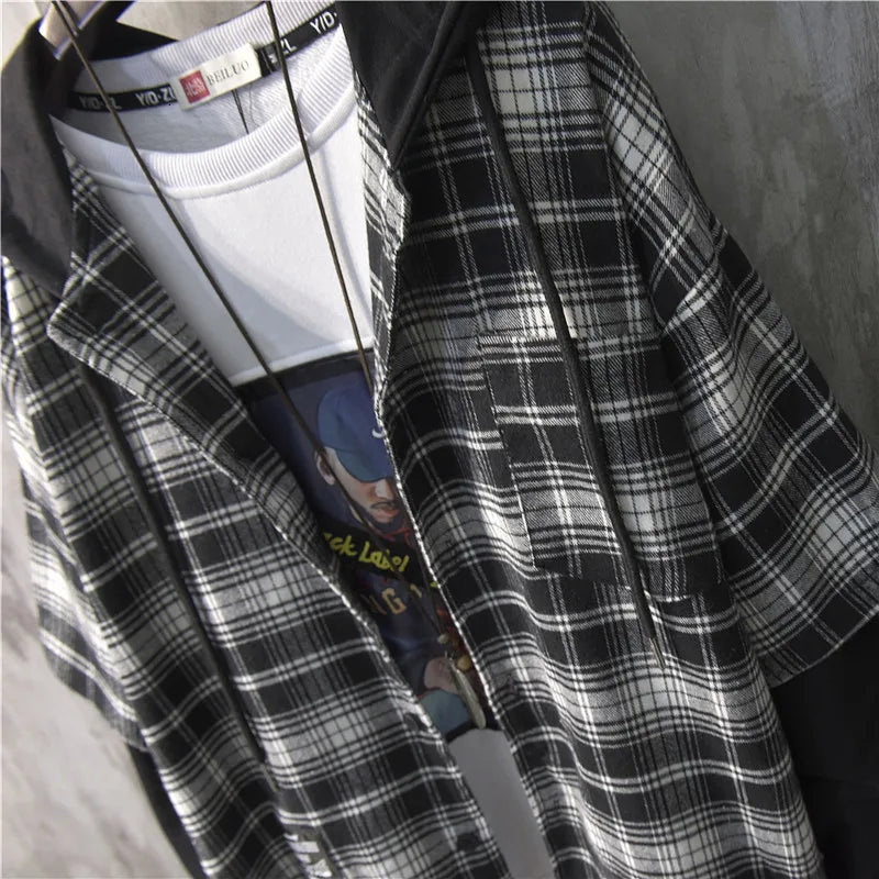 Two Shaded Plaid Check Hoodie