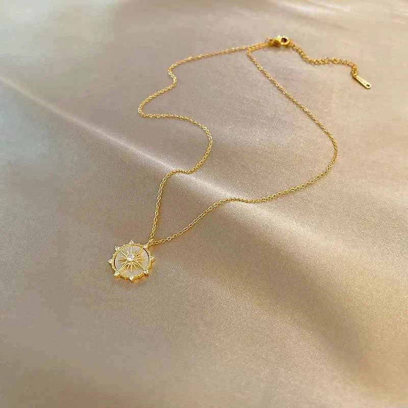 Stylish Stainless Steel Geometric Zircon Necklace