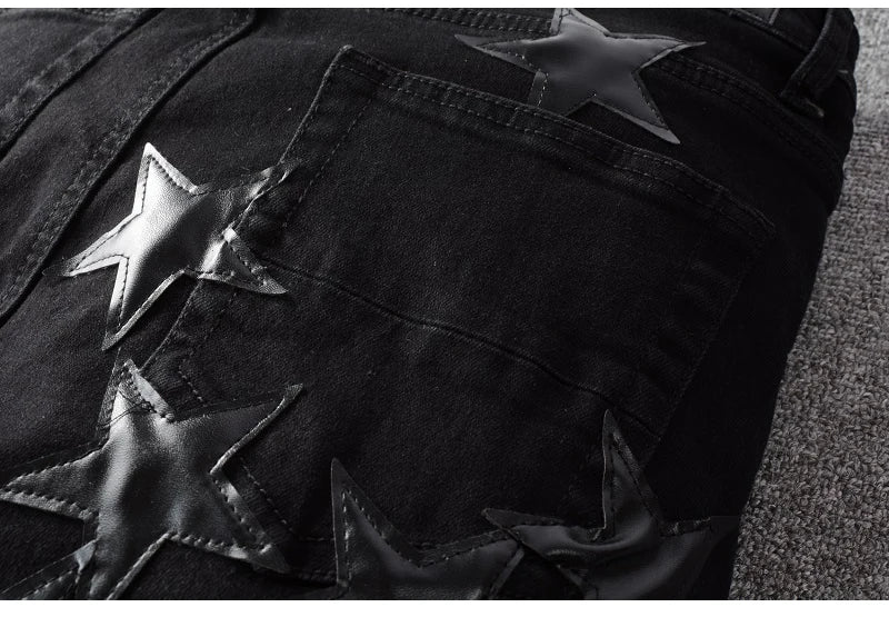 Ebony Black Stars Patch Jeans