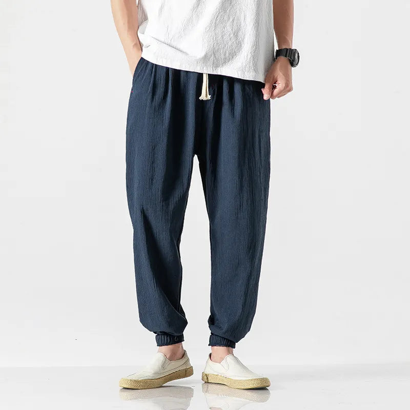 Drawstring Cropped Elastic Waist Casual Pants