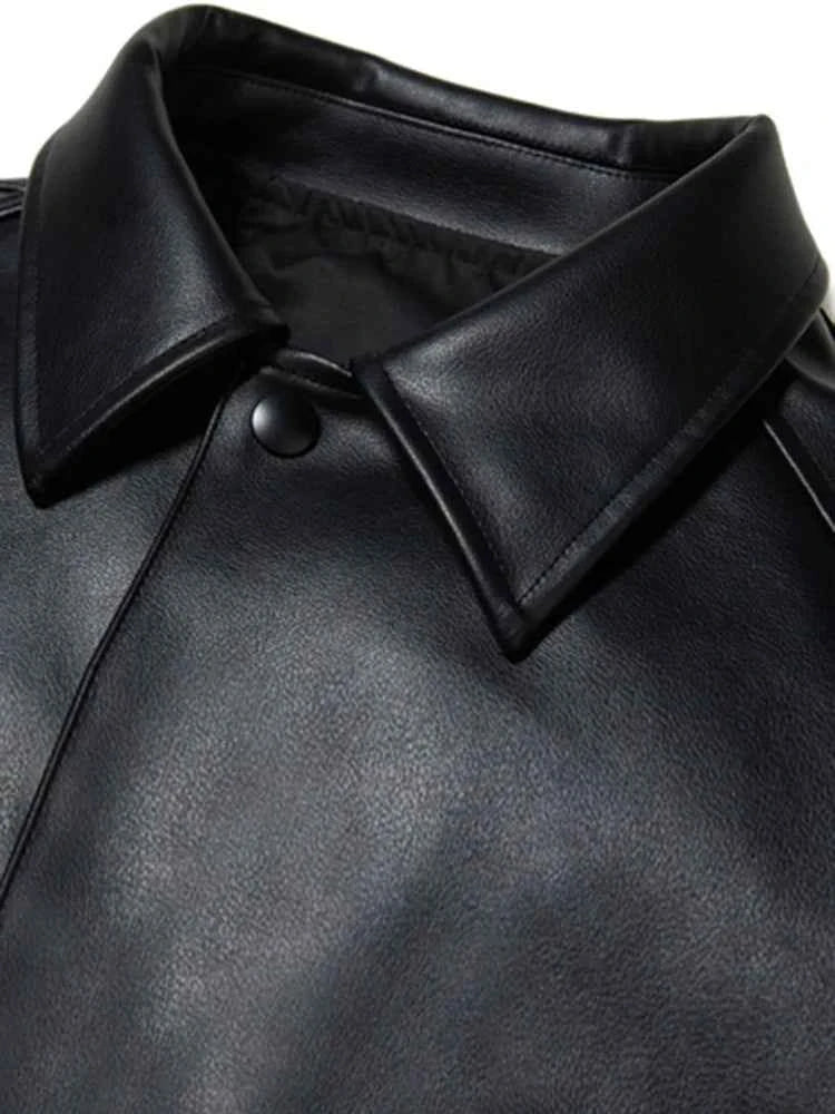 Streetwear Oversized Black Pu Leather Jacket