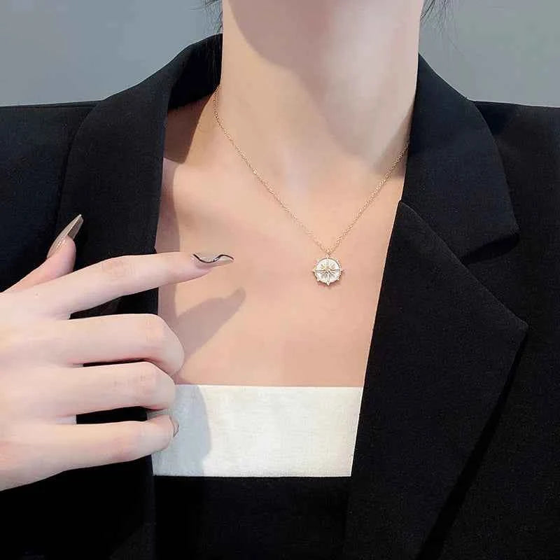 Stylish Stainless Steel Geometric Zircon Necklace