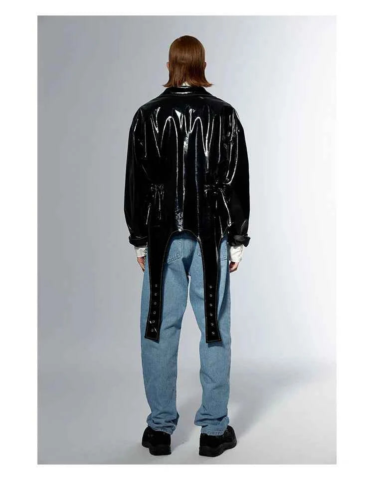 Retro Black Stylish Patent Leather Jacket