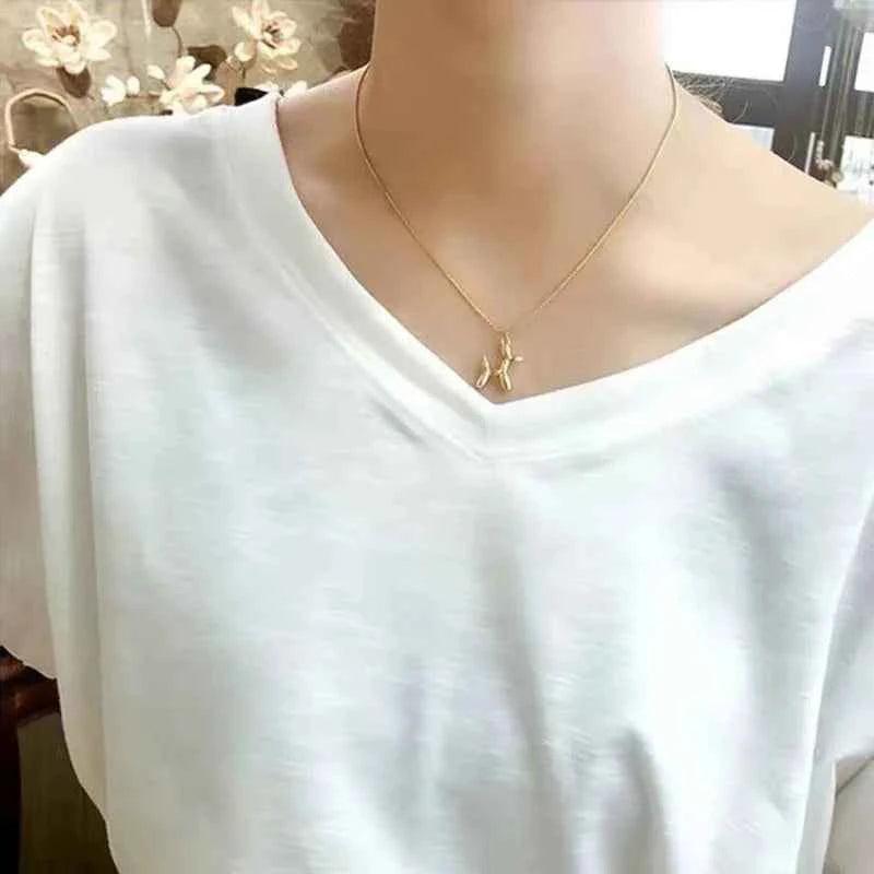 Golden Cute Balloon Dog Pendant Necklace