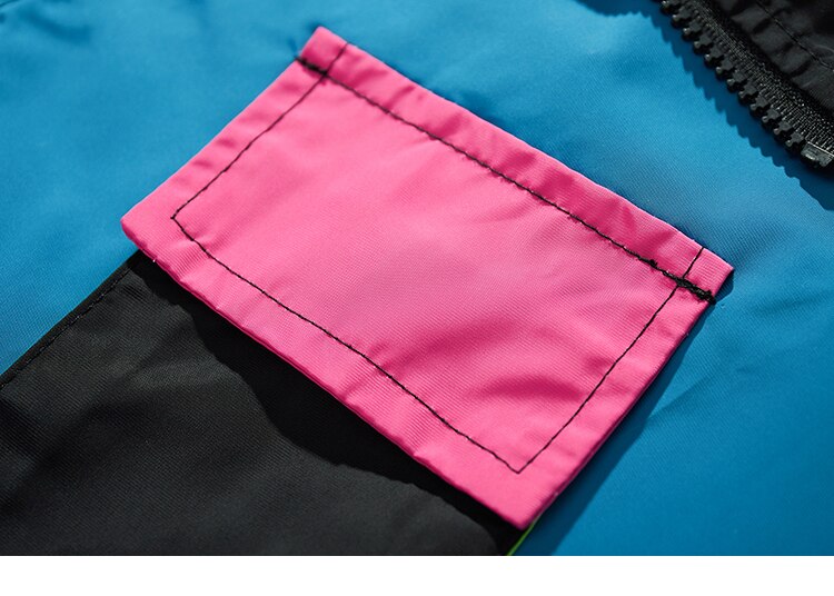 Multi Color Block Patchwork Pocket Jacket