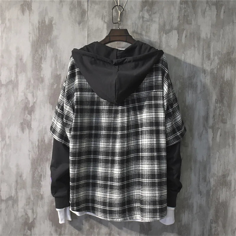 Two Shaded Plaid Check Hoodie