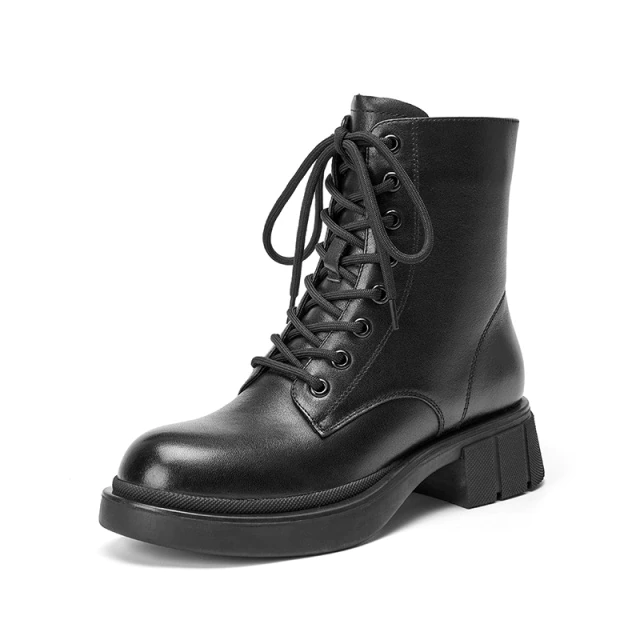 Harrell Women's Round Toe Leather Boots - Luxuryurbanwear