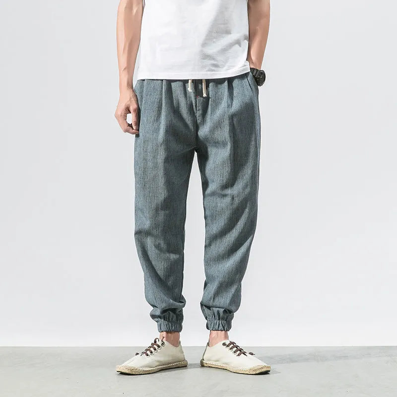 Drawstring Cropped Elastic Waist Casual Pants