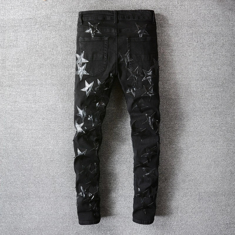 Ebony Black Stars Patch Jeans