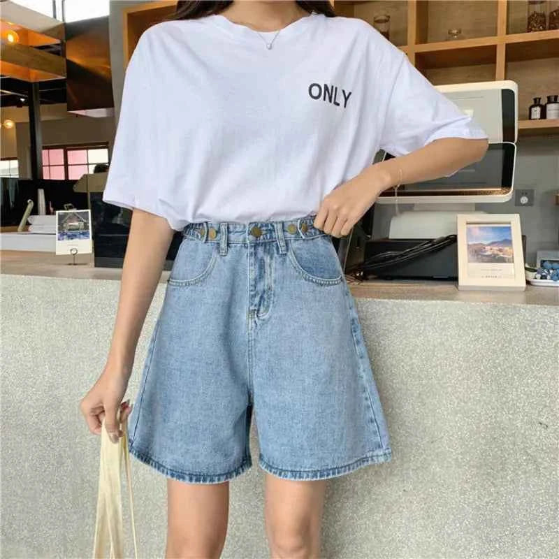 Women Styilsh Elegant Button Denim Short