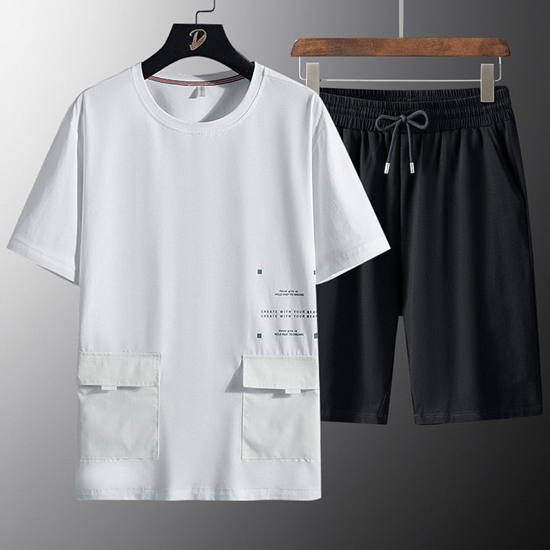 Two Pockets Loose T-Shirt + Shorts Set