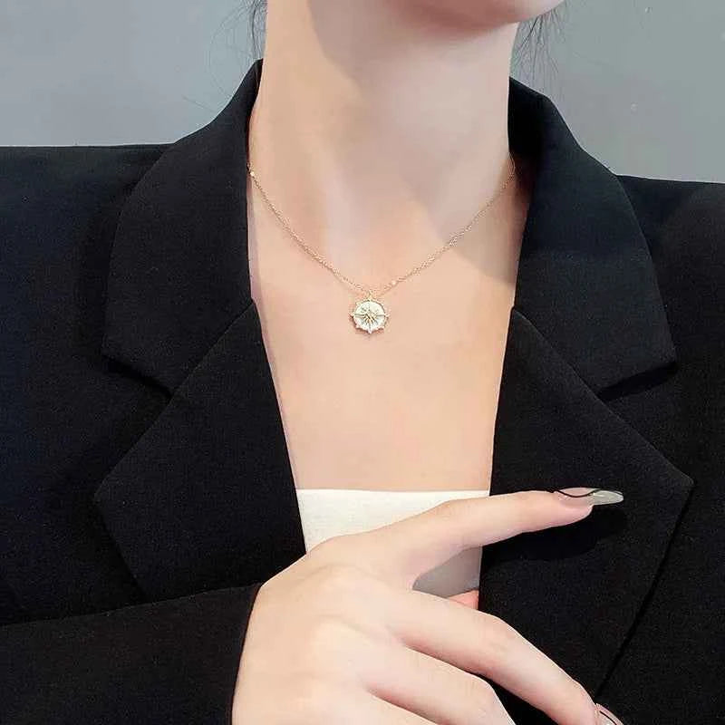 Stylish Stainless Steel Geometric Zircon Necklace