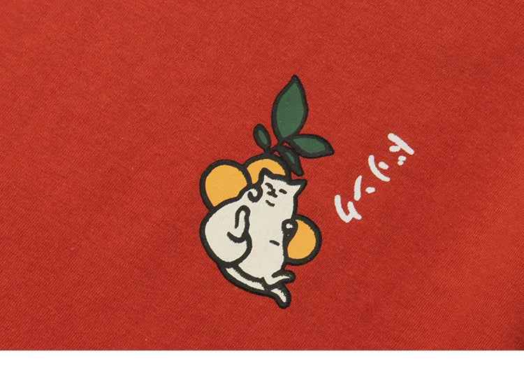 Oversize Japanese Kanji Letter Embroidered Drink T-Shirt