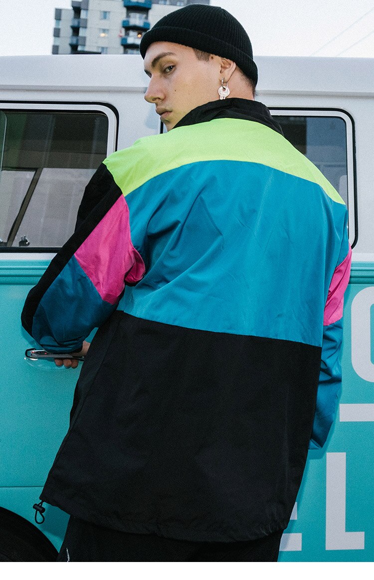 Multi Color Block Patchwork Pocket Jacket
