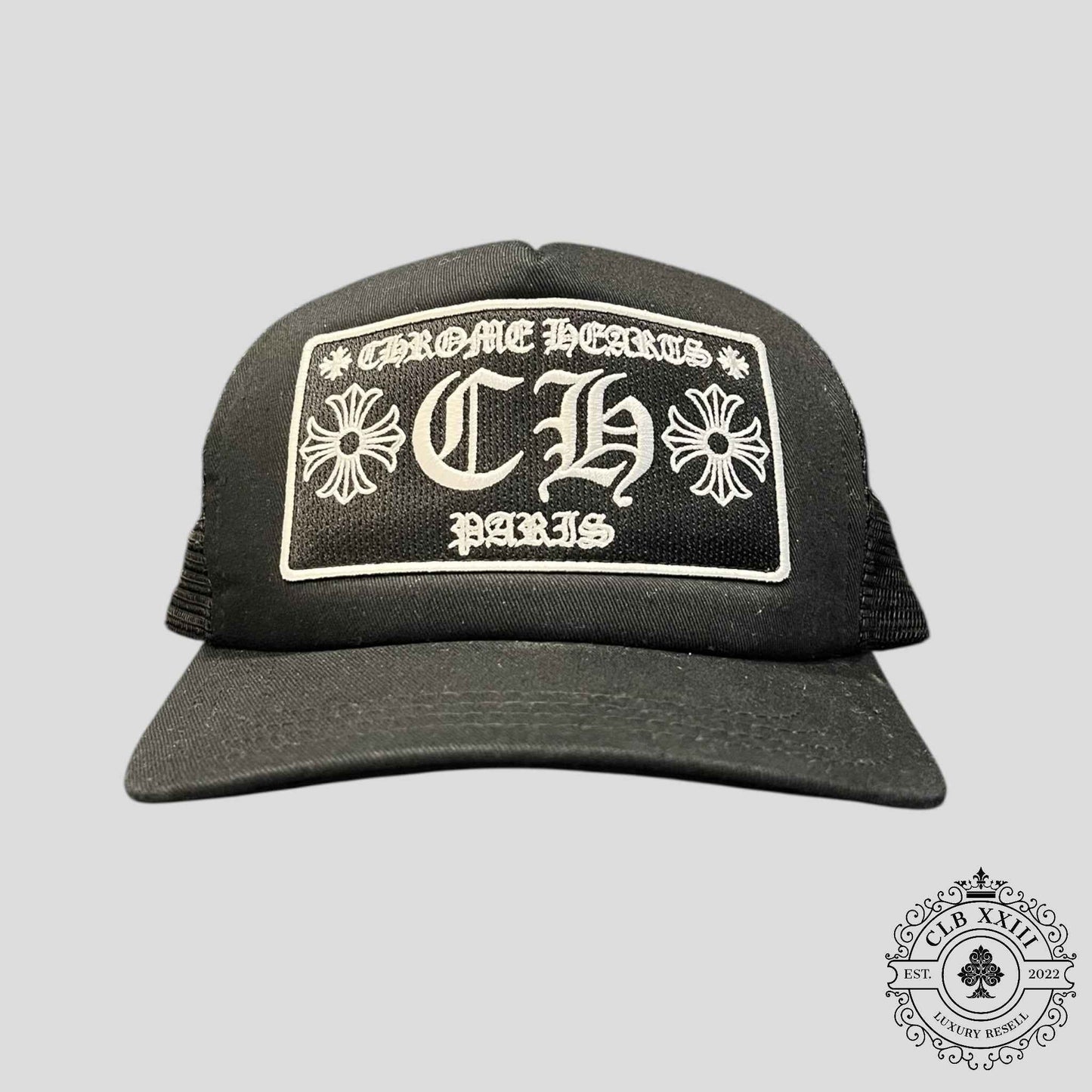 Chrome Hearts Paris Exclusive Trucker Cap in Black