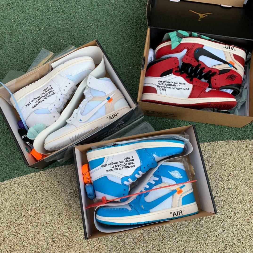 Custom Air Jordan 1 OFF-White Blue Sneakers for Unique Style SneakerNational