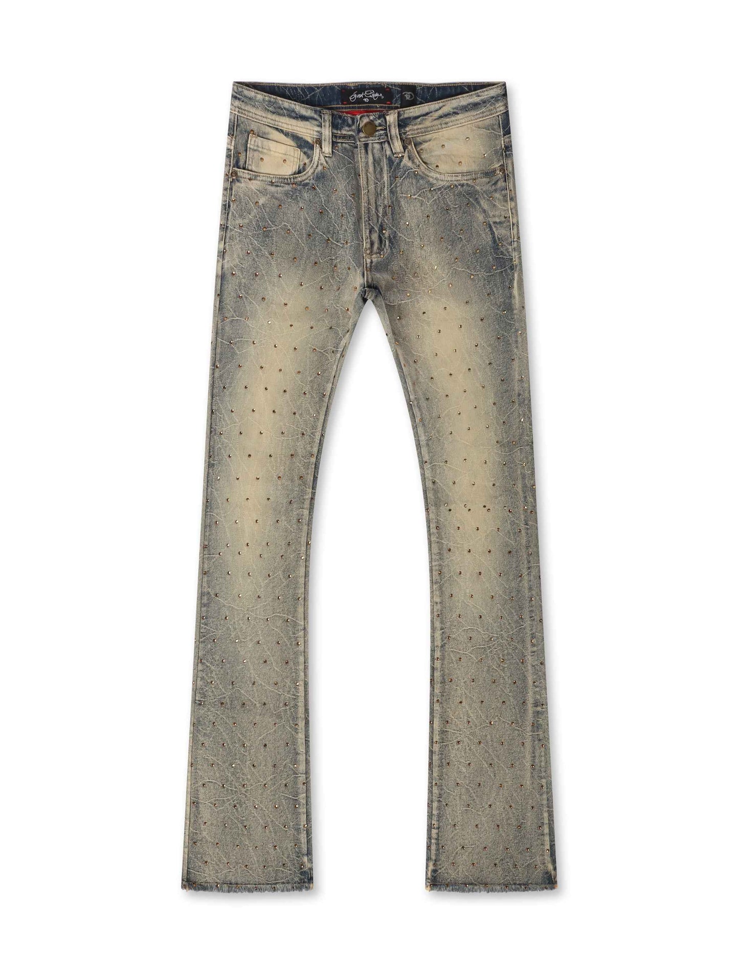 Frost Originals All Over Rhinestone Stacked Jean - Dirt Wash