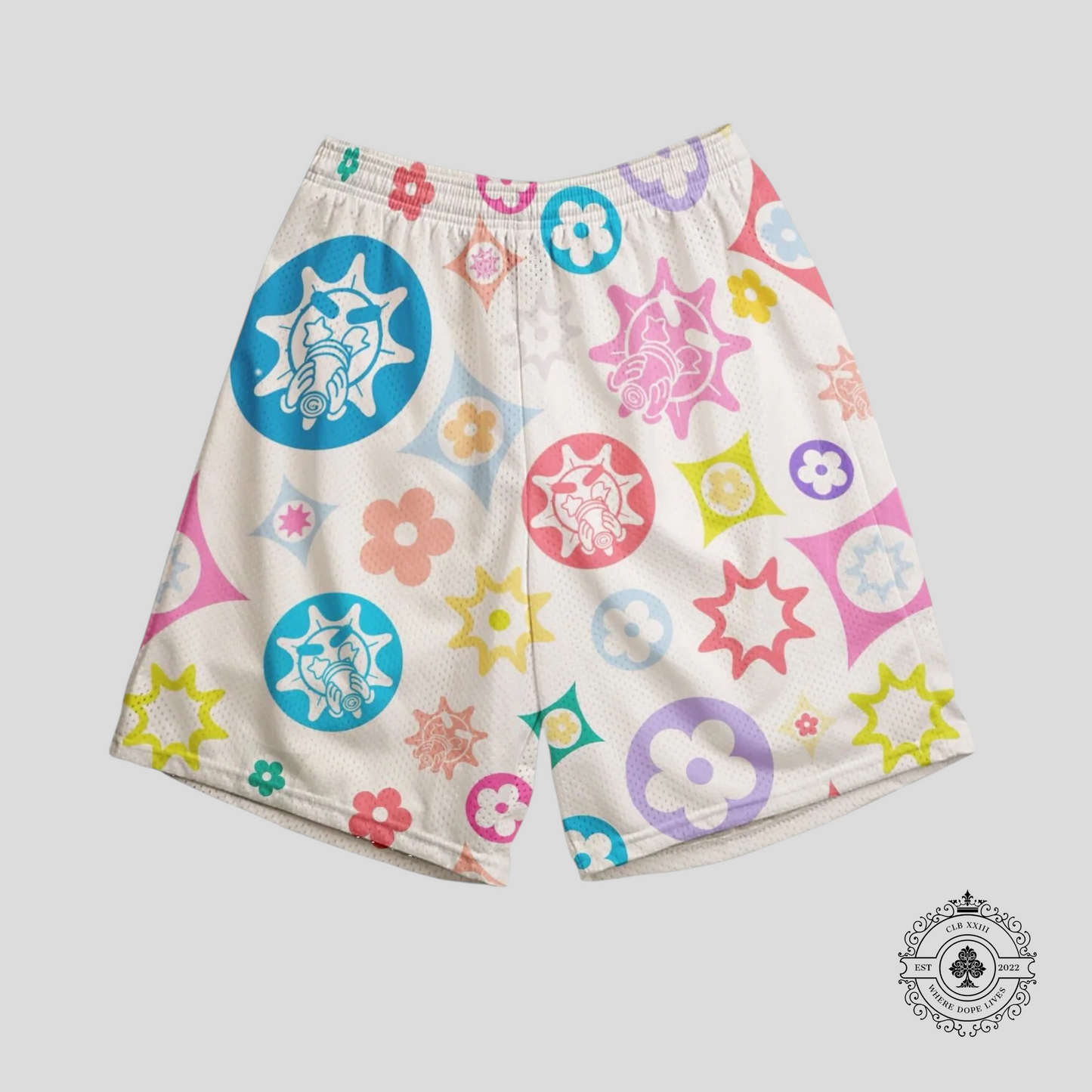 Bravest Studio Glo Gang Flower Mesh Shorts in White