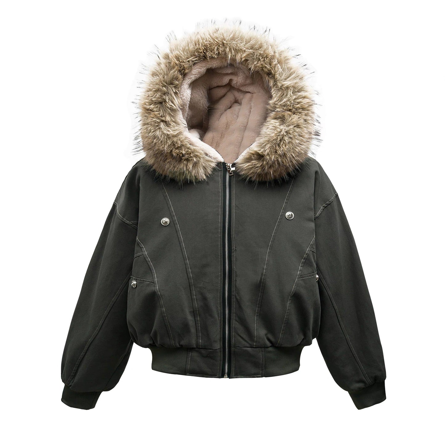 Faux Fur Lined | Hooded Puffer Jacket - Luxuryurbanwear