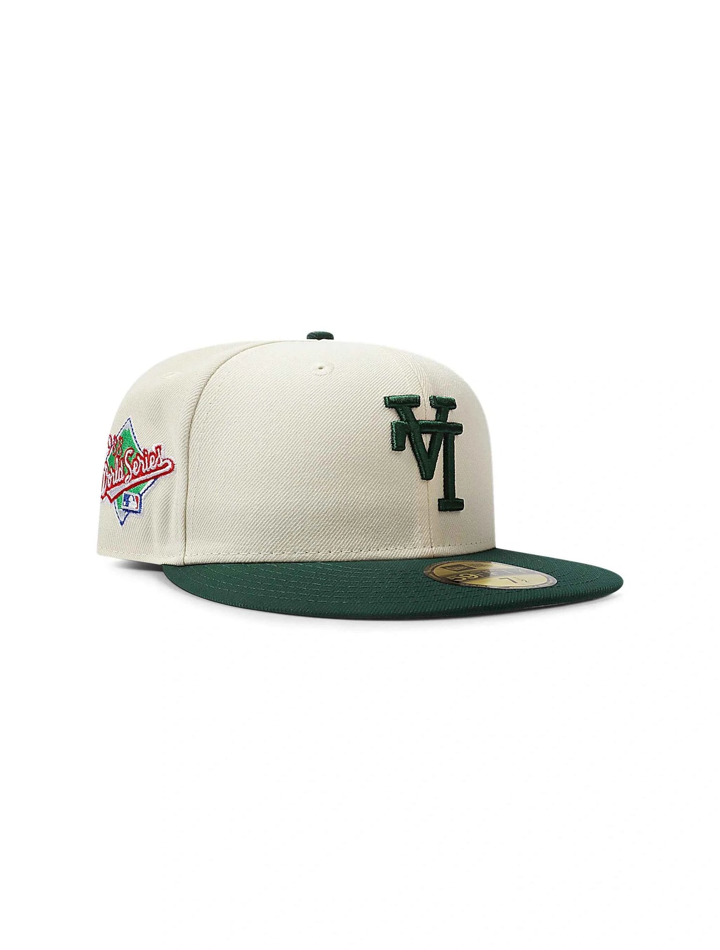 New Era 5950 Dodgers Upside Down LA World Series Hat - Chrome/Green