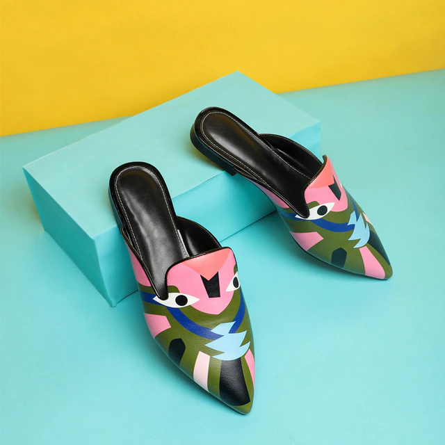 Koky Women's Printed Narrow Toe Mules Shoes - Luxuryurbanwear