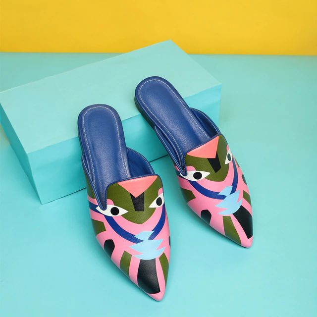 Koky Women's Printed Narrow Toe Mules Shoes - Luxuryurbanwear