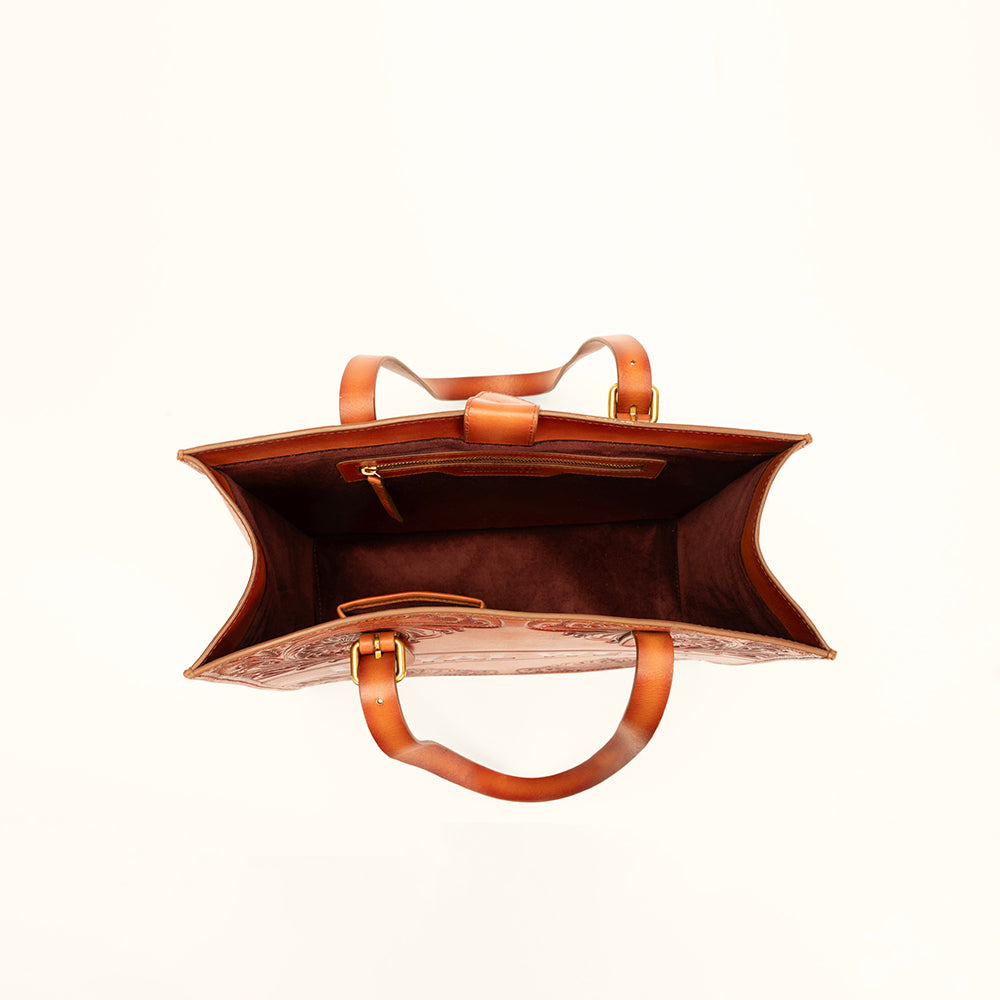Loyal West Mivva Handtooled Medium Bag - Soft Walnut Leather