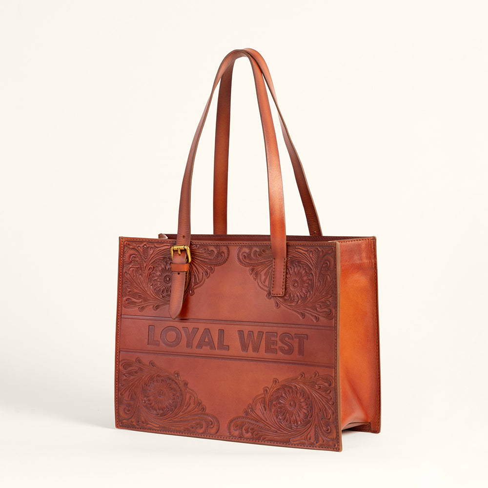 Loyal West Mivva Handtooled Medium Bag - Soft Walnut Leather