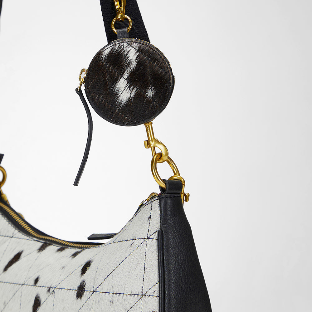 Loyal West JOE QUILTED NAPPA LEATHER BAG - BLACK & WHITE COWHIDE