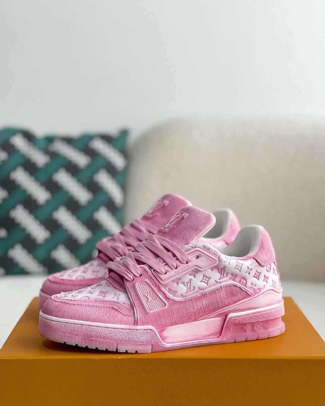 Monogram Denim Pink Trainer Sneaker